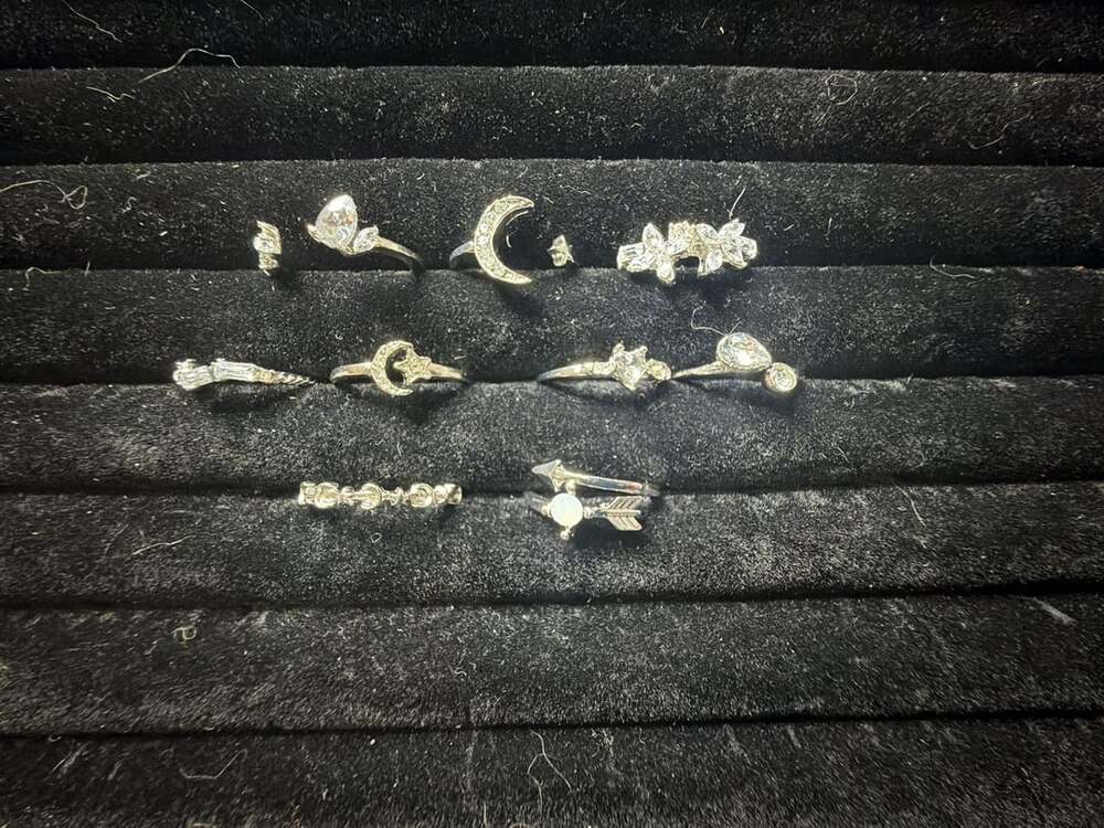 Fashion Silver Tone Zircon Celestial Ring Lot